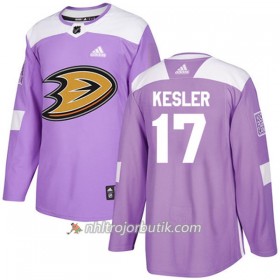 Män Ishockey Anaheim Ducks Tröja Ryan Kesler 17 Adidas 2017-2018 Lila Fights Cancer Practice Authentic